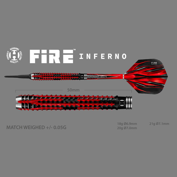 Rzutki Harrows Fire Inferno 90% Softip