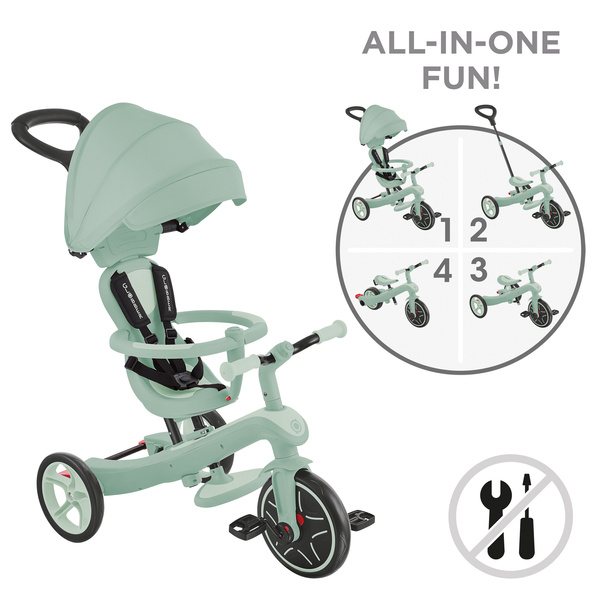 Rowerek 4w1 trójkołowy - biegowy - wózek Globber Explorer Trike 4w1 ECOLOGIC / Pistachio 637-505