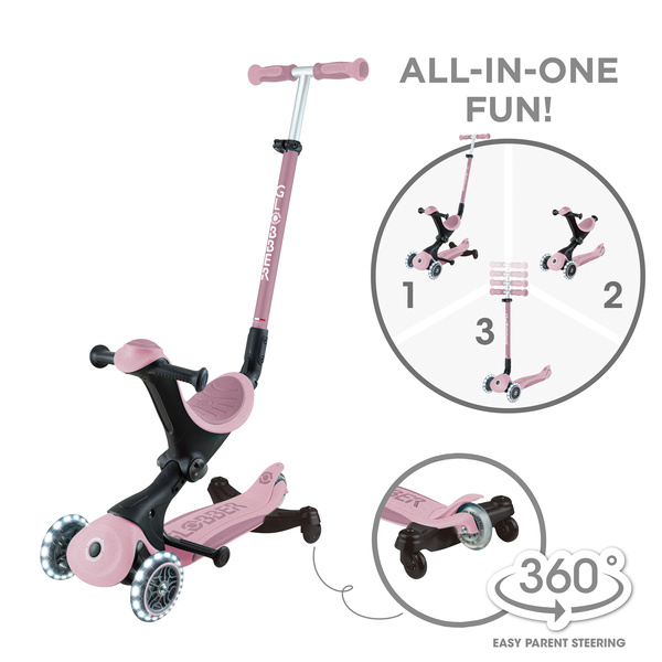 Hulajnoga jeździk rowerek Globber GO-UP Deluxe Lights ECOlogic 360 / Berry 697-510