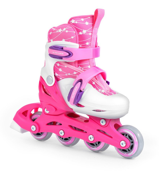 Zestaw COMBO PINK LED: 2w1 wrotko-rolki regulowane + kask + ochraniacze + torba SMJ sport