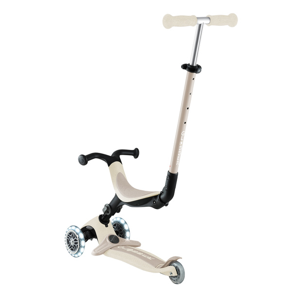 Hulajnoga trójkołowa z siedziskiem Globber GO•UP ACTIVE LIGHTS ECOLOGIC – Coconut (745-566)