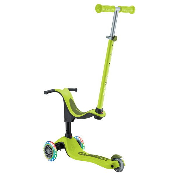 Hulajnoga trójkołowa z siedziskiem jeździk Globber GO•UP SPORTY LIGHTS Lime Green (452-606-4 S)