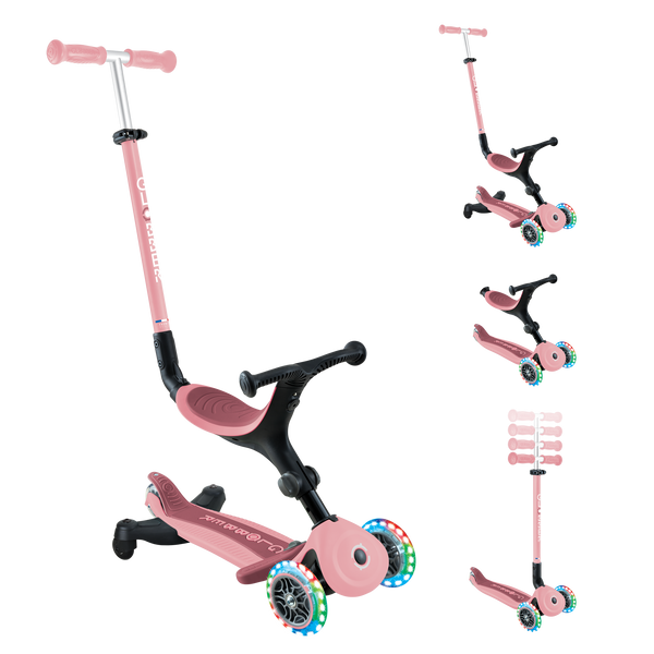 3w1 hulajnoga jeździk rowerek Globber GO-UP Active Lights 360 / Pastel Pink 749-310