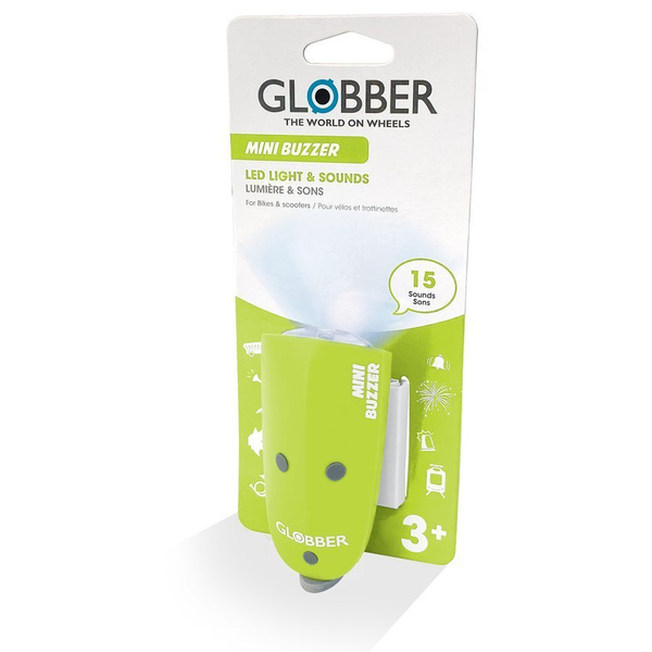 Globber Mini Buzzer lampka LED + klakson / 530-106 DE1 zielony