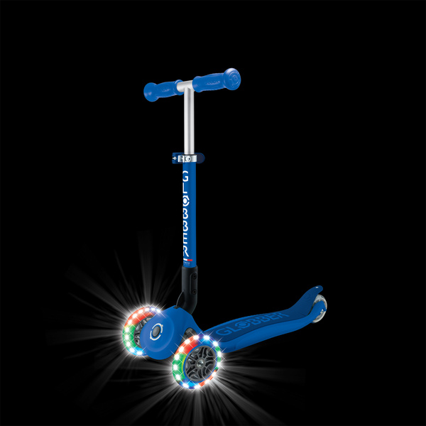 Hulajnoga trójkołowa Globber JUNIOR FOLDABLE LIGHTS Navy Blue (437-300-3)