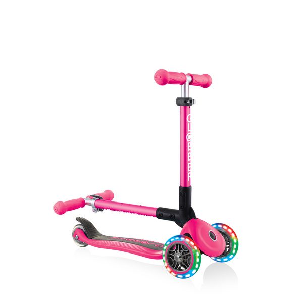 Hulajnoga 3-kołowa Globber Junior Foldable Lights / Fuchsia 437-110