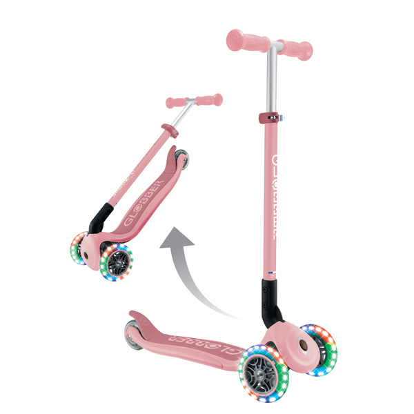 Hulajnoga trójkołowa Globber PRIMO FOLDABLE LIGHTS Pastel Pink (432-611-4)