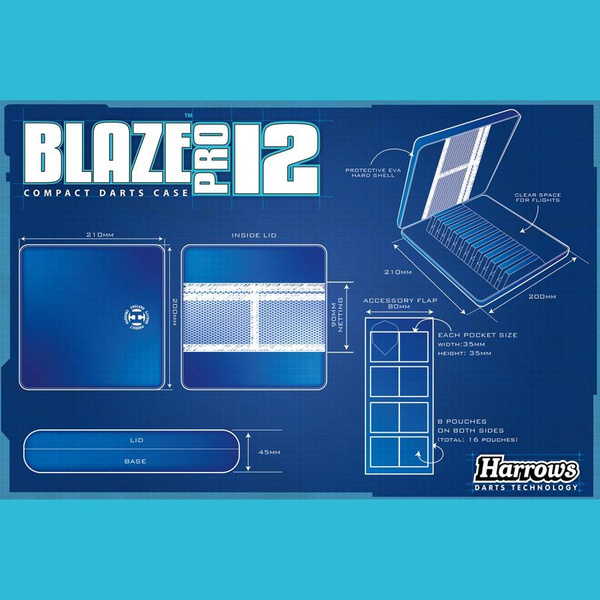 Pokrowiec na rzutki Harrows BLAZE PRO 12 Case, czarny