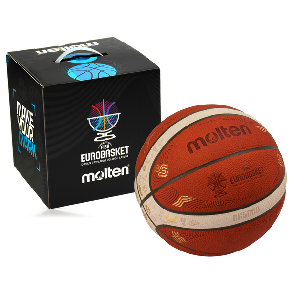 B7G5000-E5Z Piłka do koszykówki Molten EUROBASKET 2025 Oficjalna piłka meczowa + pudełko