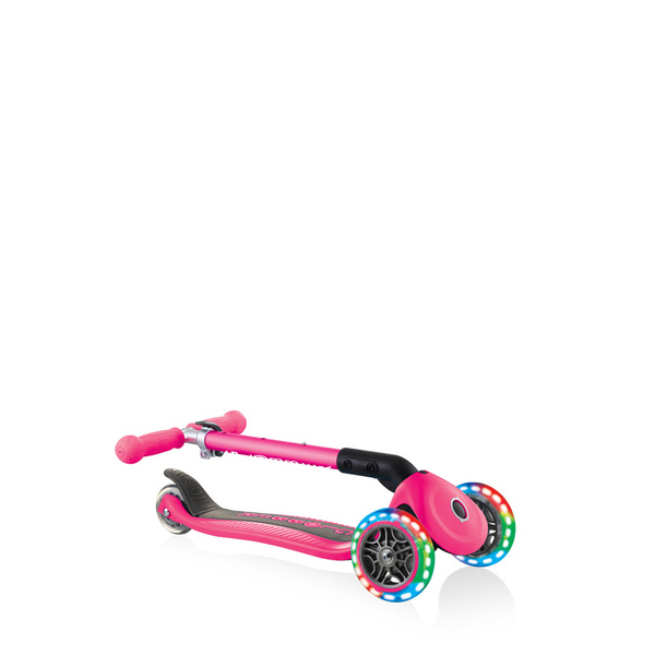 Hulajnoga 3-kołowa Globber Junior Foldable Lights / Fuchsia 437-110