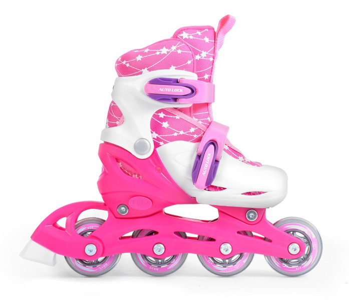 Zestaw COMBO PINK LED: 2w1 wrotko-rolki regulowane + kask + ochraniacze + torba SMJ sport