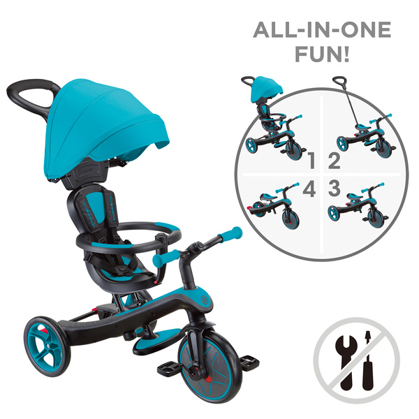 Rowerek 4w1 trójkołowy - biegowy - wózek Globber Explorer Trike / Teal 634-105