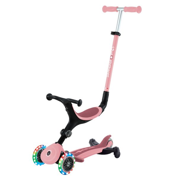 3w1 hulajnoga z siedziskiem jeździk Globber GO-UP Active Lights 360 / Pastel Pink 749-310