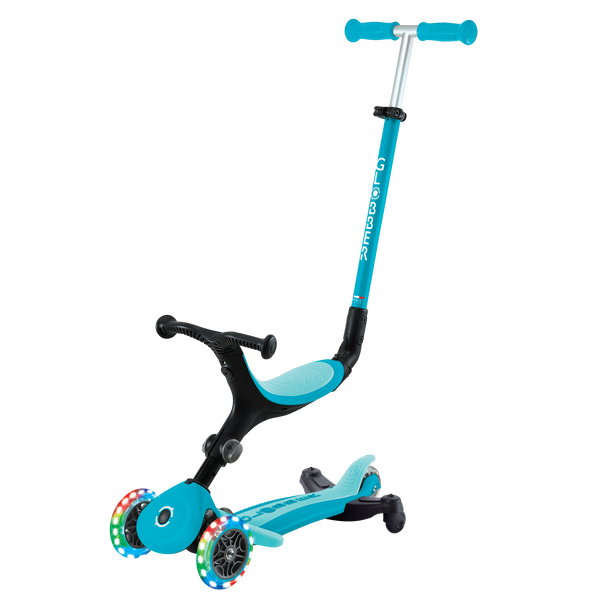 3w1 hulajnoga z siedziskiem jeździk Globber GO-UP Active Lights 360 / Aqua 749-300