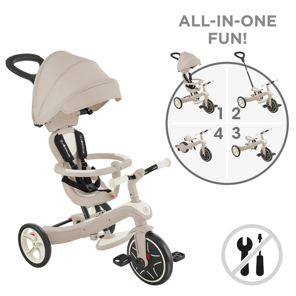 Rowerek 4w1 trójkołowy - biegowy - wózek Globber Explorer Trike 4w1 ECOLOGIC / Coconut 637-566