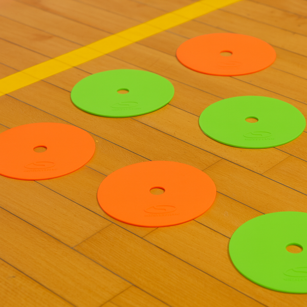 Płaskie znaczniki pola - okrągłe 15 cm - 6x zielony 6x pomarańczowy SMJ sport ZPO-OG