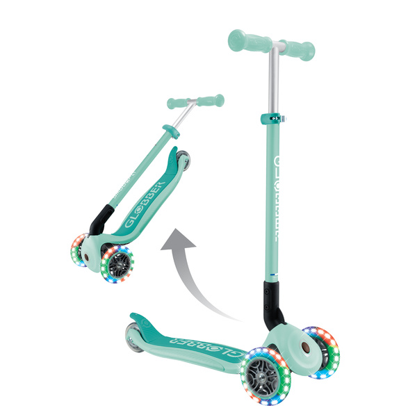 Hulajnoga trójkołowa Globber PRIMO FOLDABLE LIGHTS Mint (432-611-4)