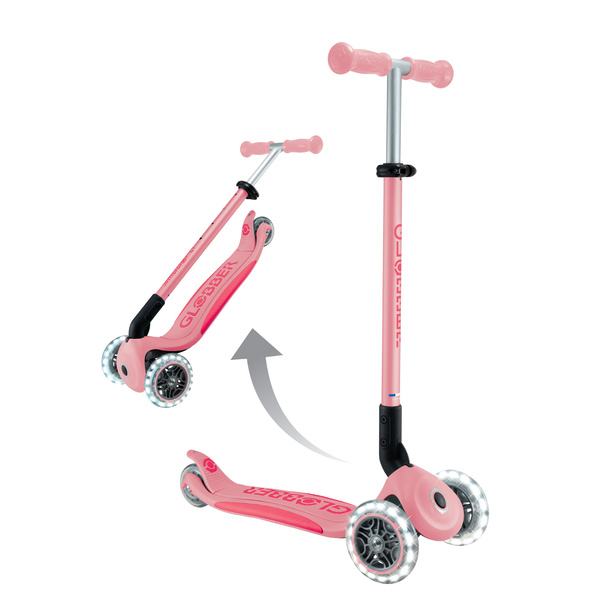 Hulajnoga 3-kołowa Globber Primo Foldable Plus Lights Pastel Pink / Coral Pink 439-710-2