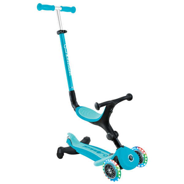 3w1 hulajnoga z siedziskiem jeździk Globber GO-UP Active Lights 360 / Aqua 749-300