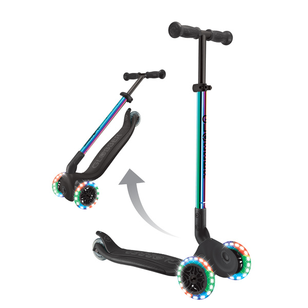 Hulajnoga trójkołowa Globber PRIMO FOLDABLE LIGHTS Neo Chrome (432-401-4)