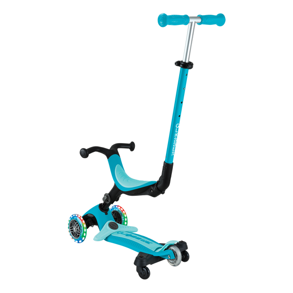 3w1 hulajnoga z siedziskiem jeździk Globber GO-UP Active Lights 360 / Aqua 749-300