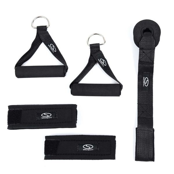 Zestaw 5 ekspanderów gumowych z akcesoriami opór 4,5–22,7 kg EX005