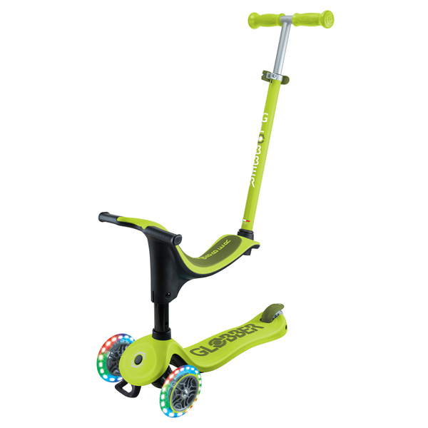 Hulajnoga trójkołowa z siedziskiem jeździk Globber GO•UP SPORTY LIGHTS Lime Green (452-606-4 S)
