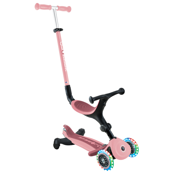 3w1 hulajnoga z siedziskiem jeździk Globber GO-UP Active Lights 360 / Pastel Pink 749-310
