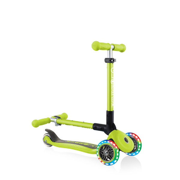 Hulajnoga 3-kołowa Globber Junior Foldable Lights / Lime Green 437-106