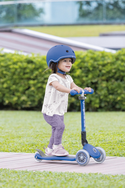 Hulajnoga 3-kołowa Globber Junior Foldable Lights / Navy Blue 437-100