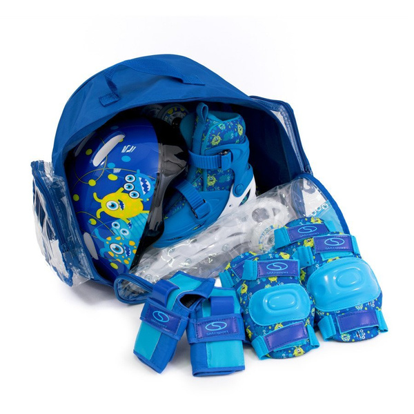 Zestaw COMBO MONSTER LED: 2w1 wrotko-rolki regulowane + kask + ochraniacze + torba SMJ sport