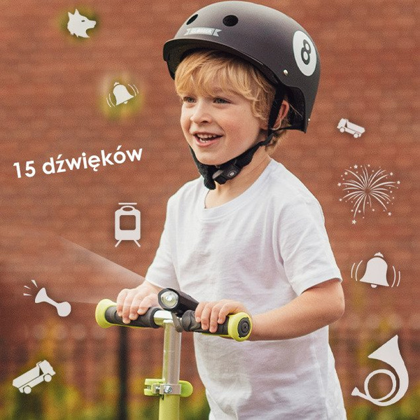 Globber Mini Buzzer lampka LED + klakson / 530-106 DE1 zielony