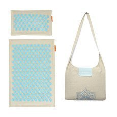 Zestaw do akupresury PREMIUM – mata, poduszka, torba [len, kokos, gryka] YG009