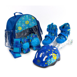 Zestaw COMBO MONSTER LED: 2w1 wrotko-rolki regulowane + kask + ochraniacze + torba SMJ sport