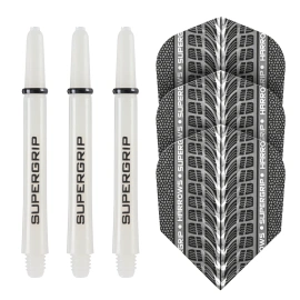 Harrows Twin Pack shafty Supergrip + piórka Supergrip (white)