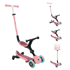 3w1 hulajnoga z siedziskiem jeździk Globber GO-UP Active Lights 360 / Pastel Pink 749-310