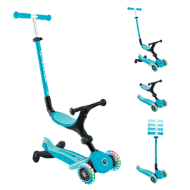 3w1 hulajnoga z siedziskiem jeździk Globber GO-UP Active Lights 360 / Aqua 749-300
