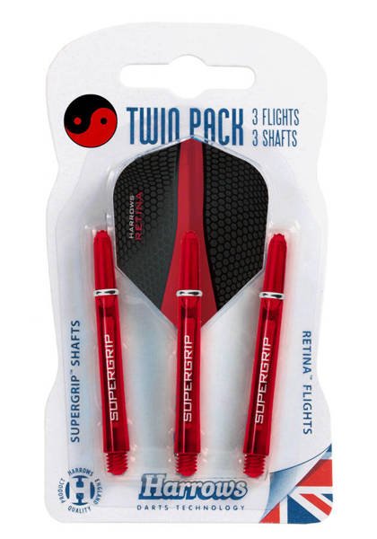 Harrows Twin Pack shafty Supergrip + piórka Retina (red)