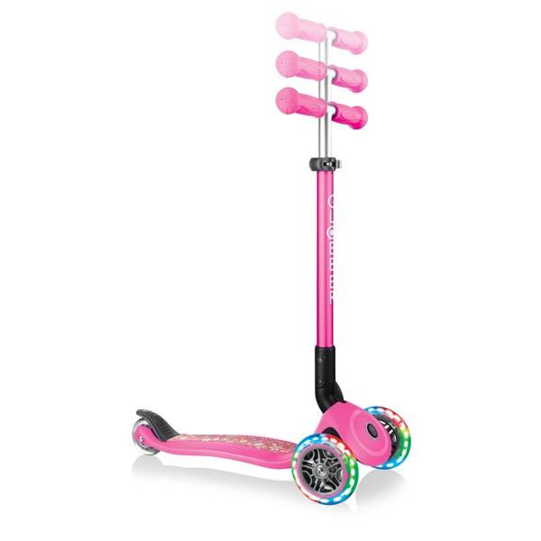 Hulajnoga 3-kołowa Globber Primo Foldable Lights 434-110 Neon Pink - Flowers